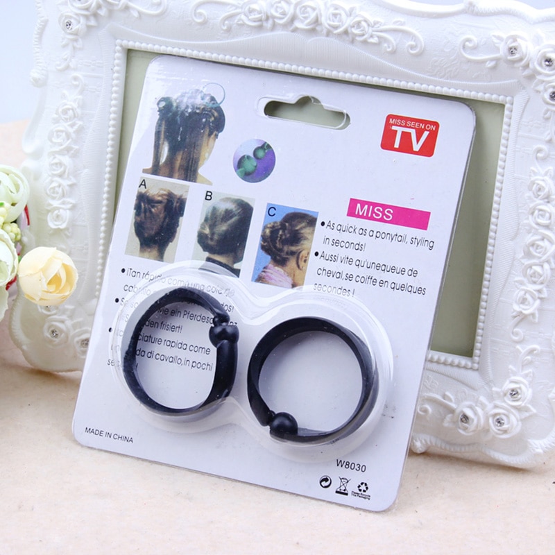 1set=2PCS Magic Hair Quick Maker Hair Band Bud Round DIY Updo Donut Hair Styling Tools Headband For Women Hair Accessories