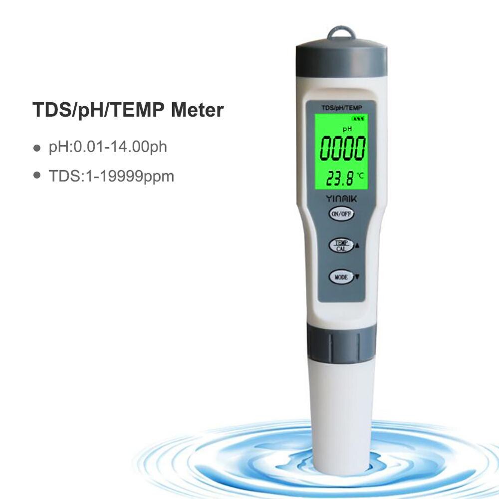 TDS/PH&amp;TEMP 3 In 1 Test Pen Handheld Water Tester for Drinking Water, Laboratory, Aquaculture, Swimming Pool, Aquarium: With backlight