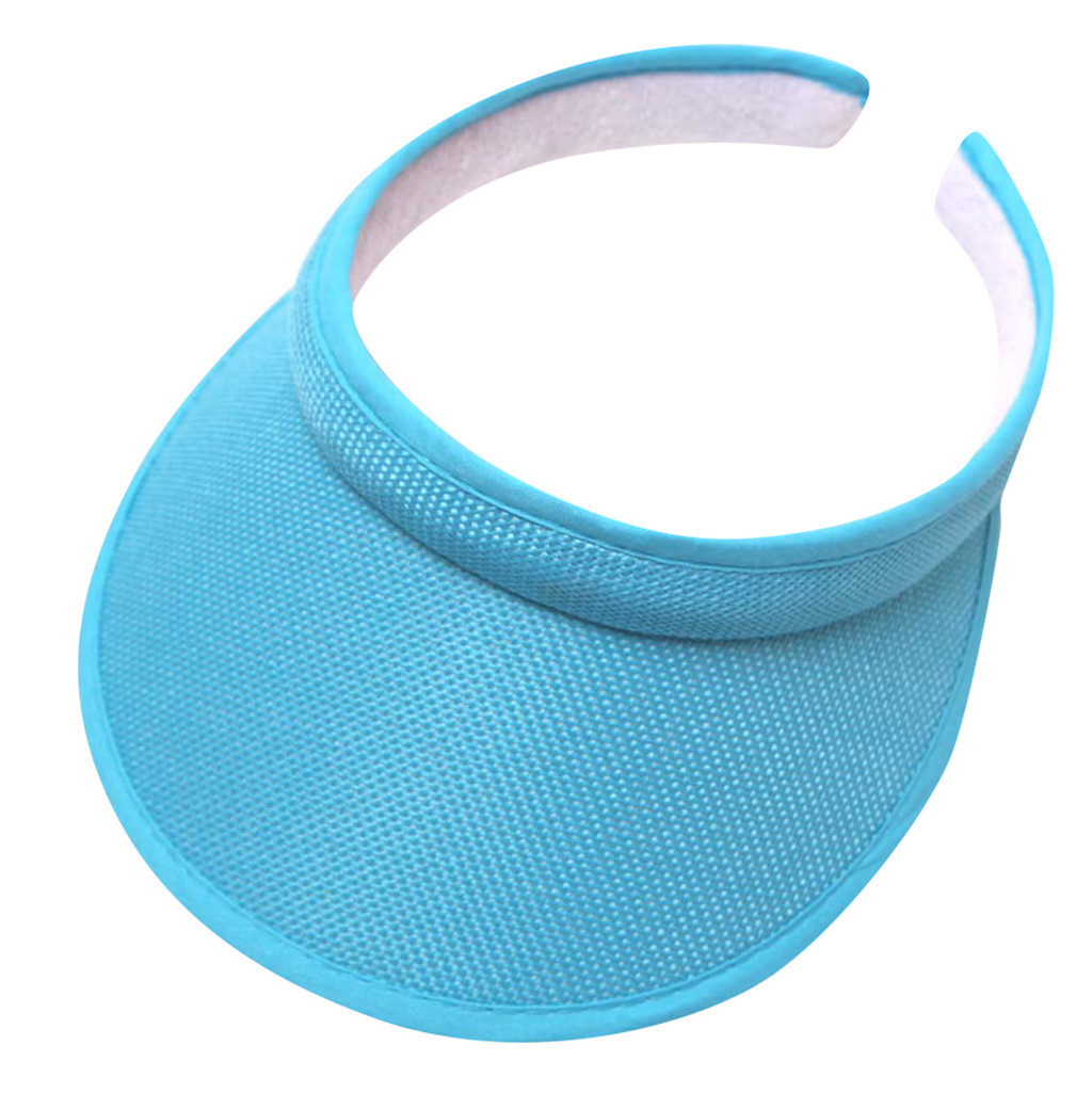 Männer Frauen Sommer Hüte Sonnenhüte Einstellbare Sport Stirnband Klassische Sonne Sport Visier Hut Cap Freien Reise Wandern Einfache Kappe: Blue 