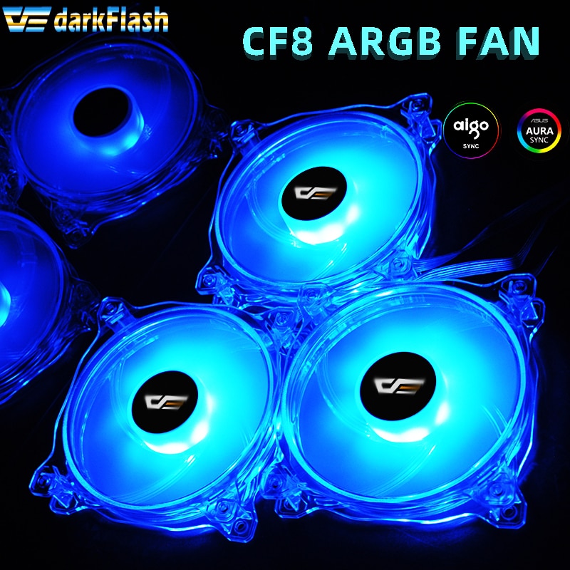 Aigo darkflash  cf8 pro dator pc väska rgb fläkt klar ram aura sync 120mm fläktar tyst dator kylning cpu kylare argb led fläkt