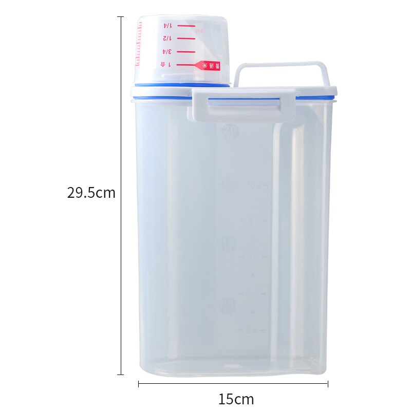 Husholdning vaskepulver opbevaringsboks bærbar stor plast med målekop ris opbevaringsflaske vasketøjspulveræske  mx3211054: Default Title