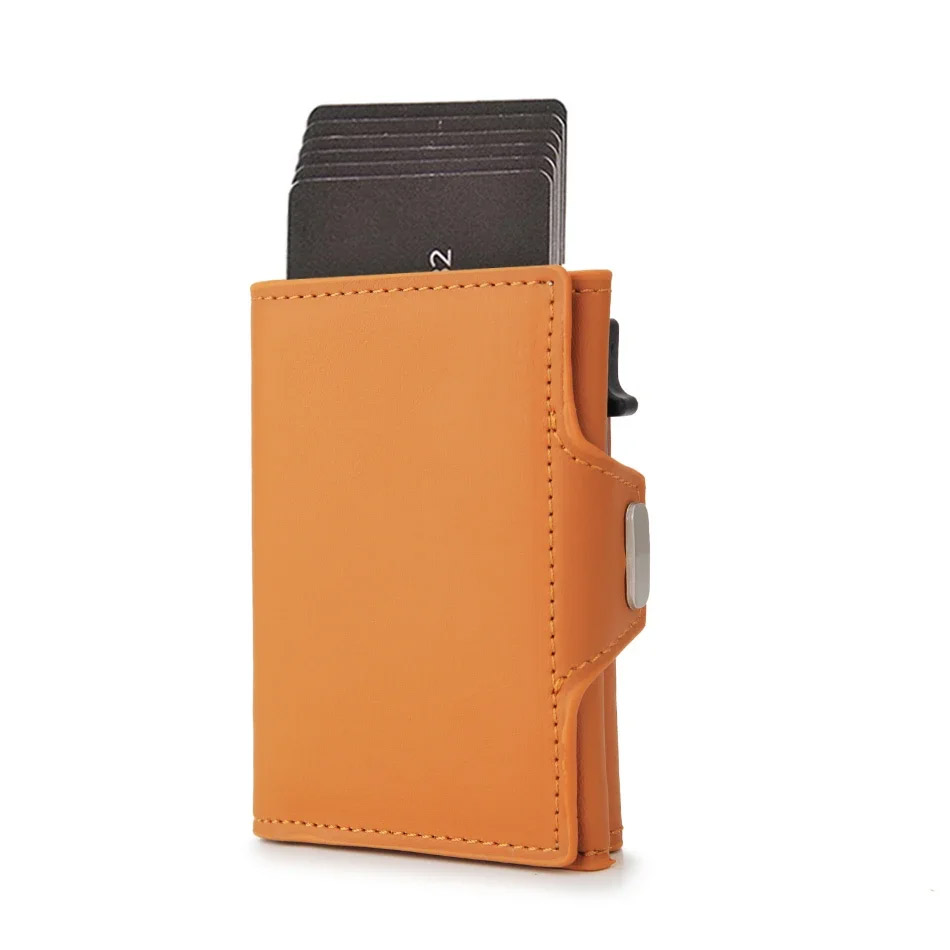 Rfid Carbon Fiber Kartenhalter Männer Brieftaschen Schlanke Dünne Münzfach ID Bank Kreditkarteninhaber Fall Aluminium Minimalistische Smart Wallet: Beige