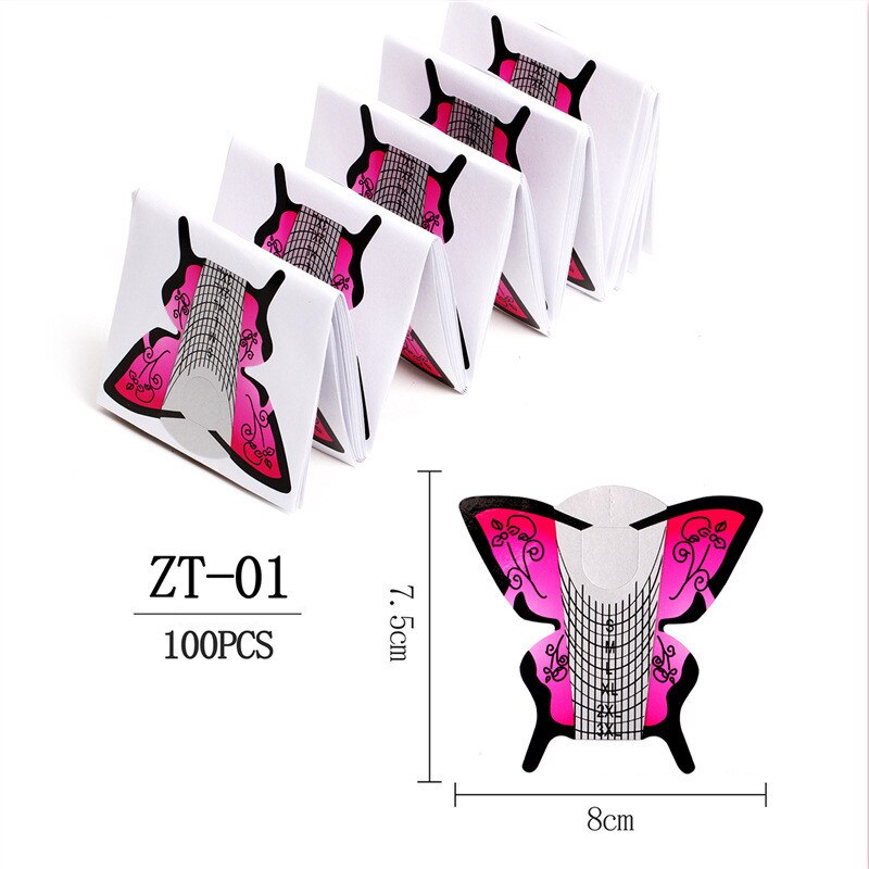 100 pièces poisson forme Nail Art français acrylique UV Gel conseils Extension Curl constructeur forme pochoir manucure outil autocollant pour polonais Guide