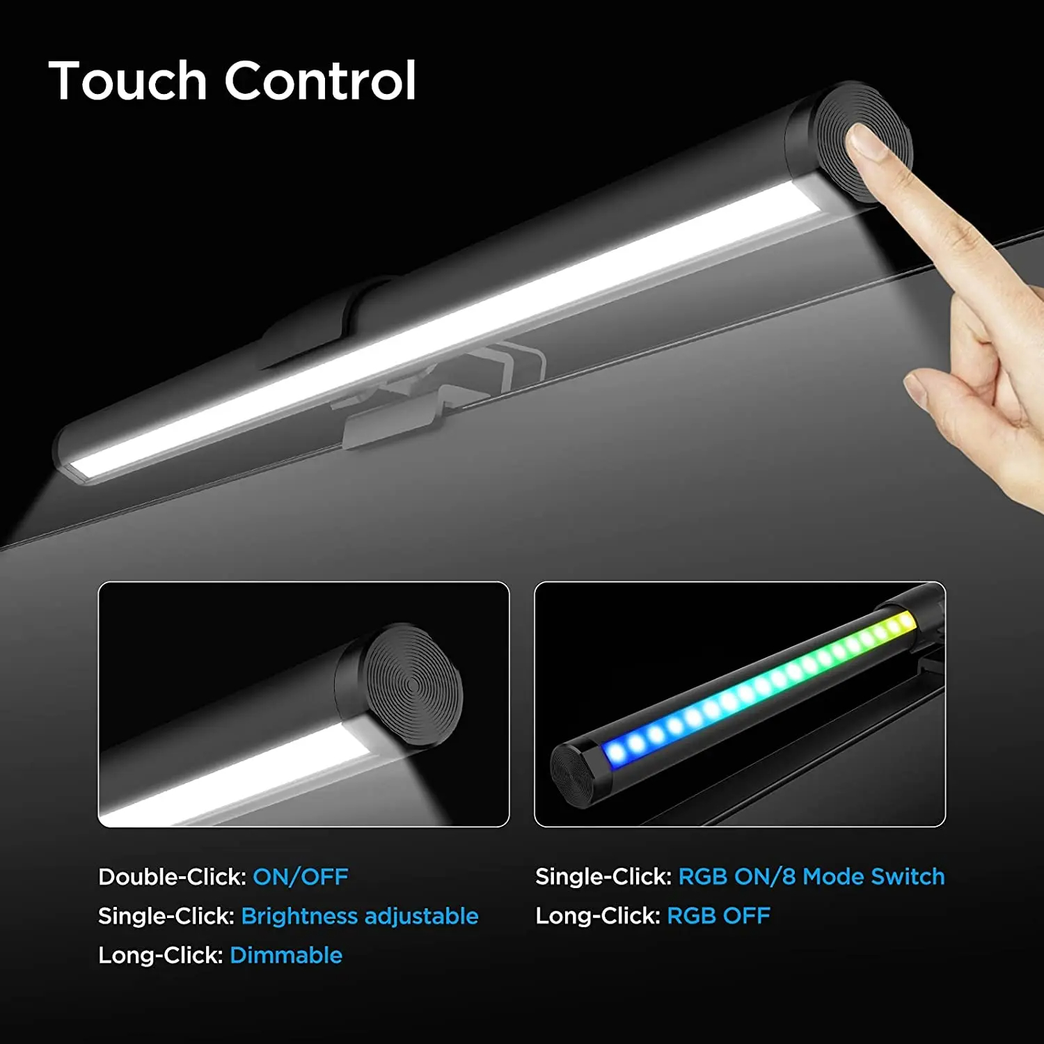LED-Monitor-Lichtleiste, RGB-Schreibtischlampe, dimmbar, für Büro, augenschonende Tischlampen zum Lernen, Lesen, Computer-Bildschirm, Hängeleuchte, 44 cm