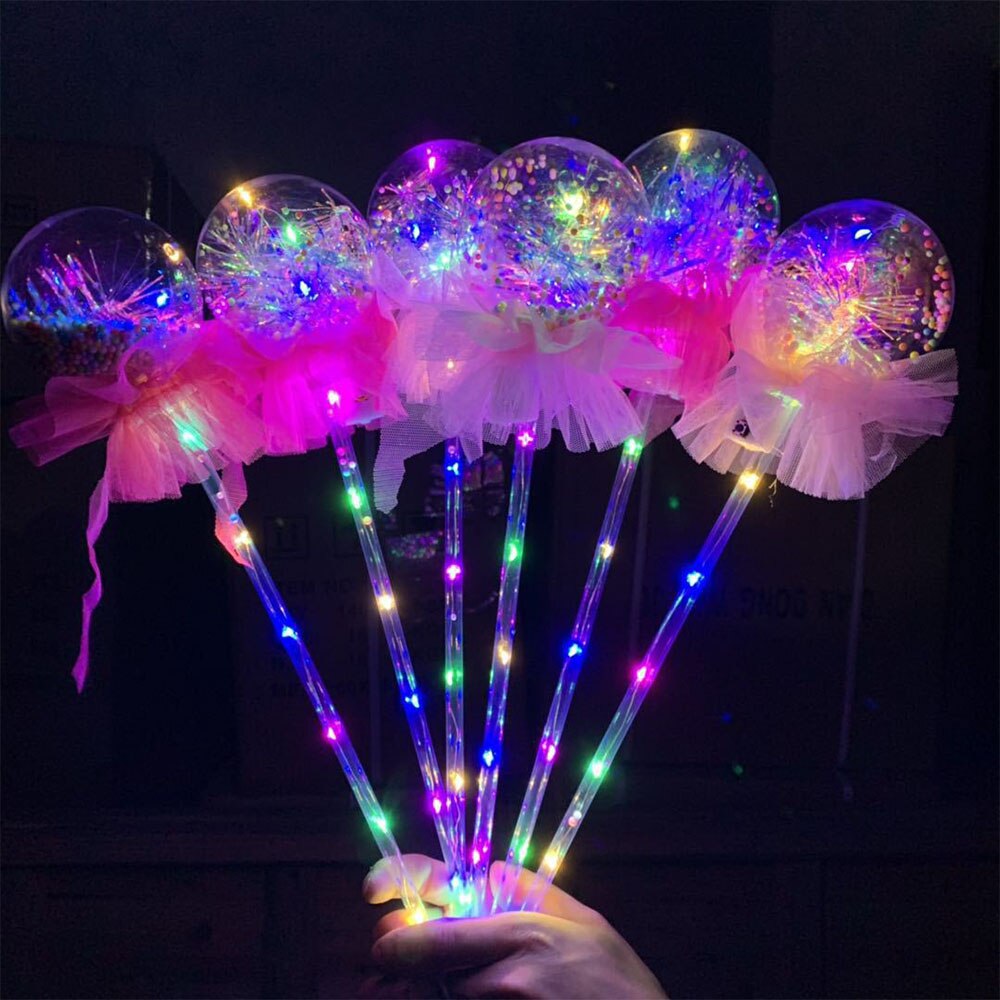 2x Light-Up Princess Wand Fairy LED Scepter Magic Heart Stick Flashing Toy Pink Glow Stick