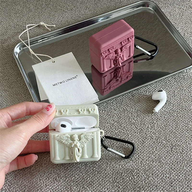 Niedliche Gebetsengel-Kopfhörerhülle für Apple Airpods 2 3 Pro 2, Silikon-Headset-Ladehüllen für Airpod 4 Kopfhörer Funda