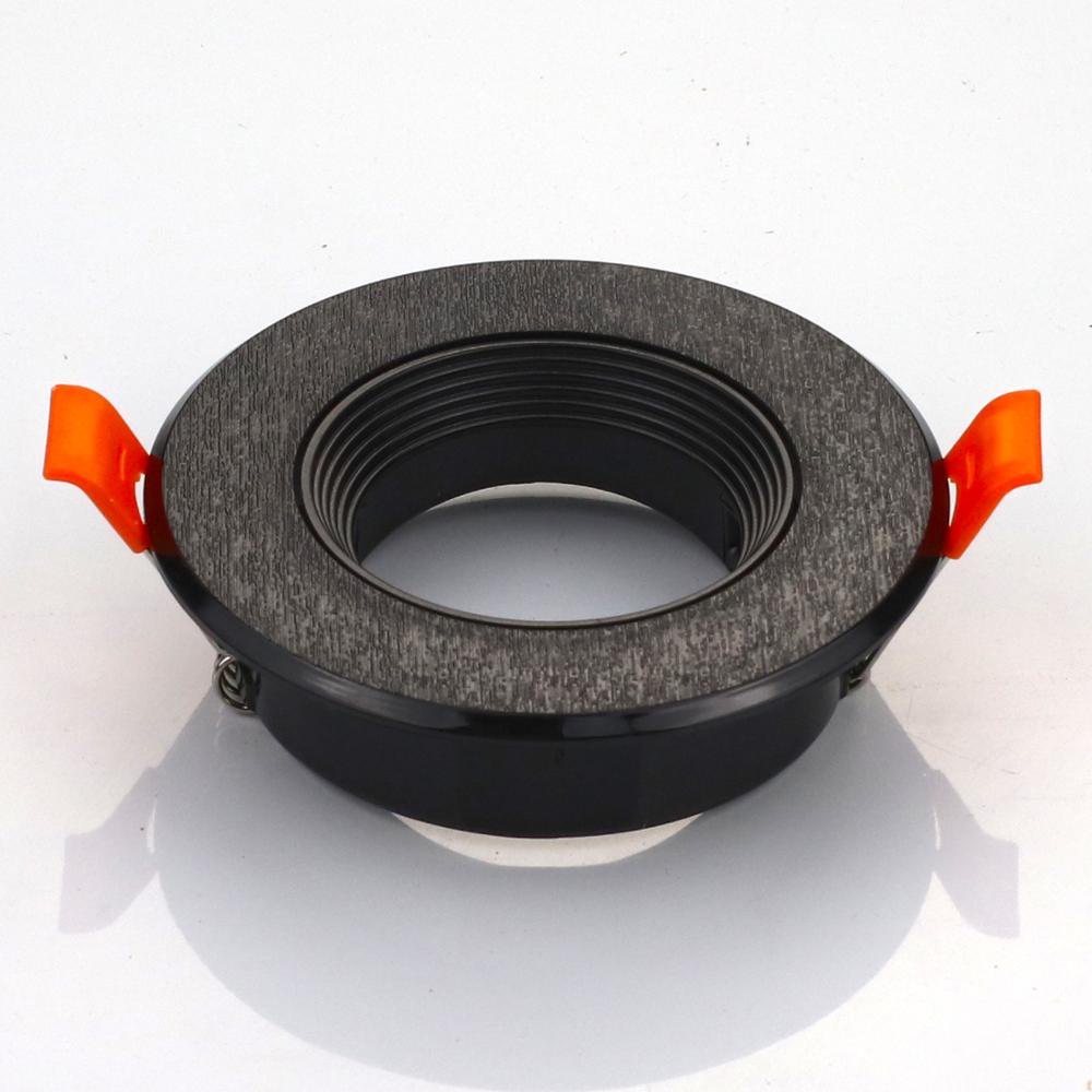 Plastic Ronde Vierkante Verstelbare Led Inbouw Plafond Down Light Montage Frame Voor MR16 GU10 Spot Lamp Armatuur Behuizing: Round-Black