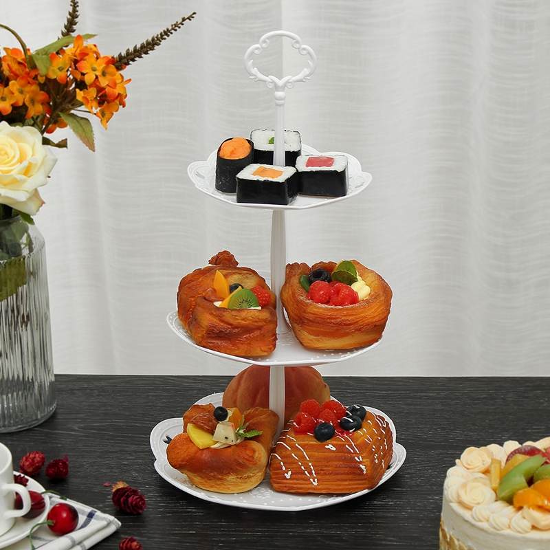 2/3 Tier Cake Stand Afternoon Tea Wedding Plates Party Tableware Bakeware Plastic Tray Dessert Display Rack Cake Decor Ornaments