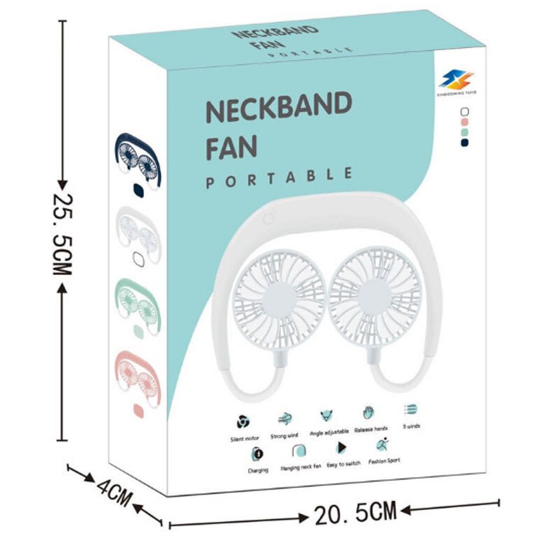 electric fans 3d model Seven colored lights neck hanging usb charging fans for home