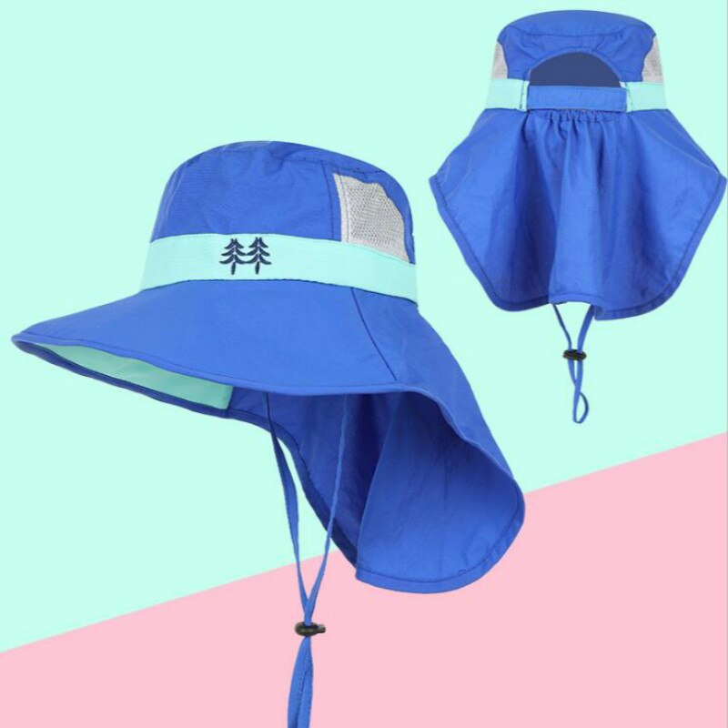 Sombrero de cubo con protección UV para niños, gorro de pescador de ala ancha de secado rápido, para playa al aire libre, senderismo, camping, pesca, Panamá: royal blue