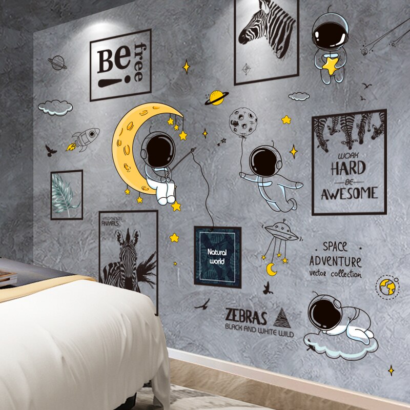 [SHIJUEHEZI] Cartoon Astronaut Wall Stickers DIY O... – Grandado