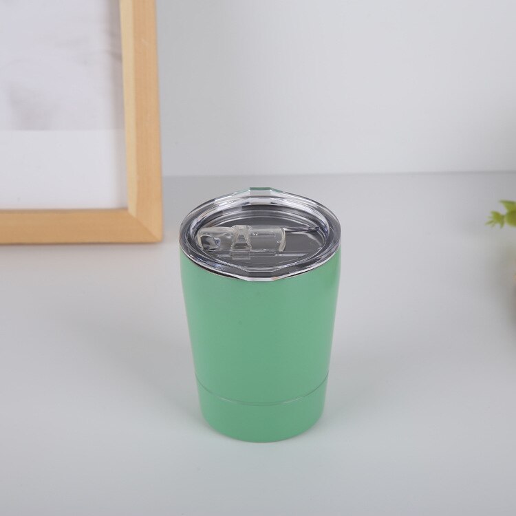 8oz- delige roestvrijstalen koffiemok met dubbele wand, vacuüm geïsoleerde theekop met deksel, reisbeker voor yerba mate kalebas: Groente