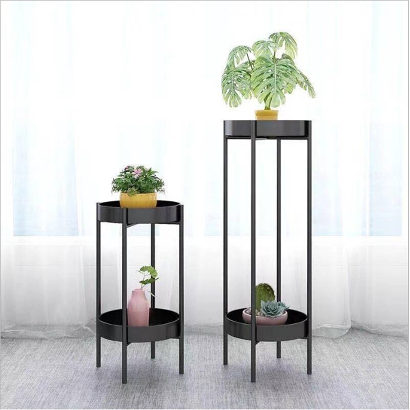 Nordic Metal Plant Stand 2-tire Gold Flower Metal Stand Office Home Iron Plant Stand White Metal Garden Decors Metal Shelves