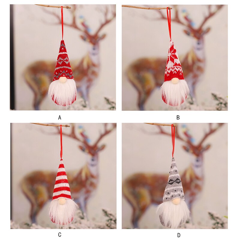 Jul plysch set hängande dekorationer gnome hatt santa skägg ornament för julgran heminredning nsv 775