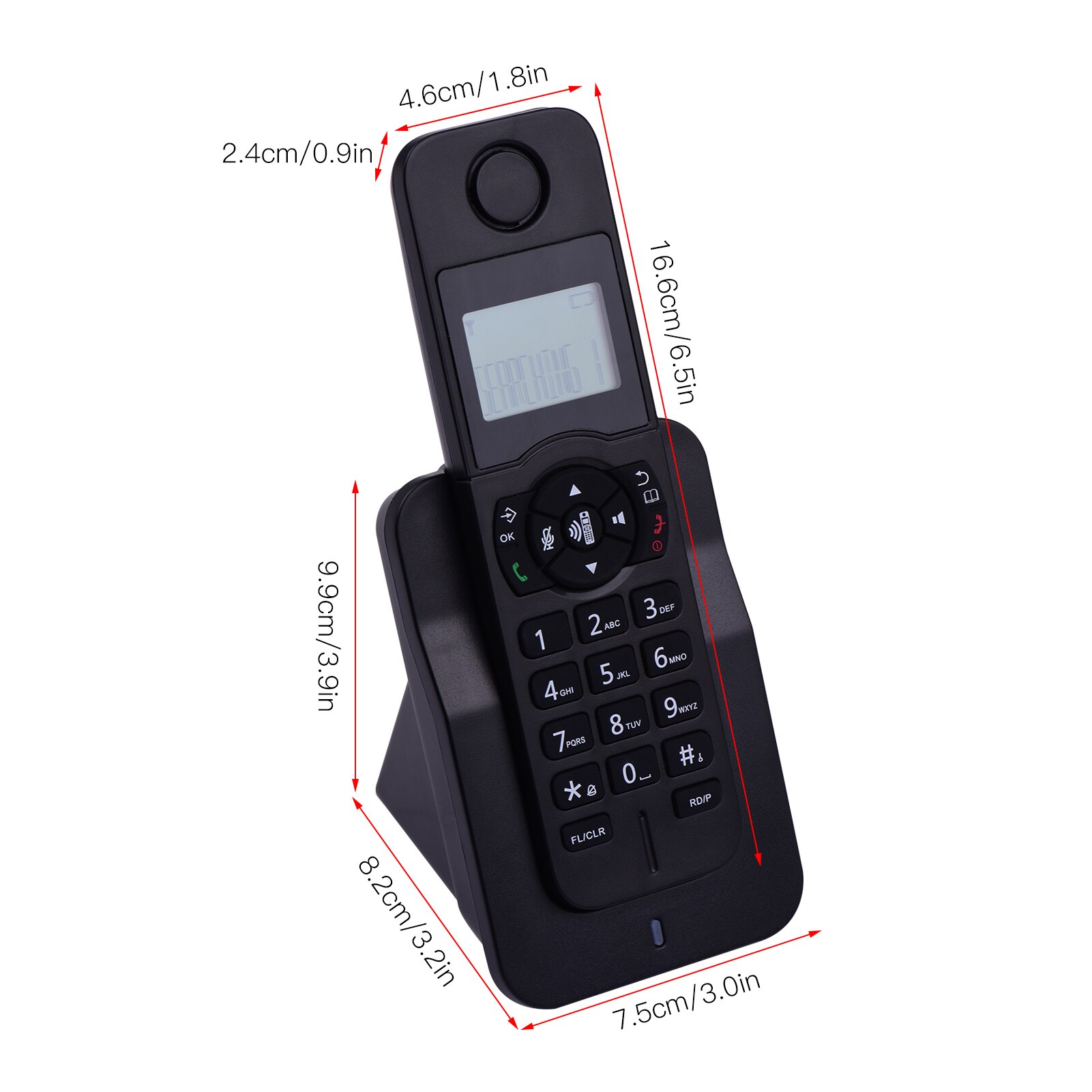 16 Languages Expandable Cordless Phone Telephone with LCD Display Caller ID 50 Phone Book Memories Hands-free Conference Call