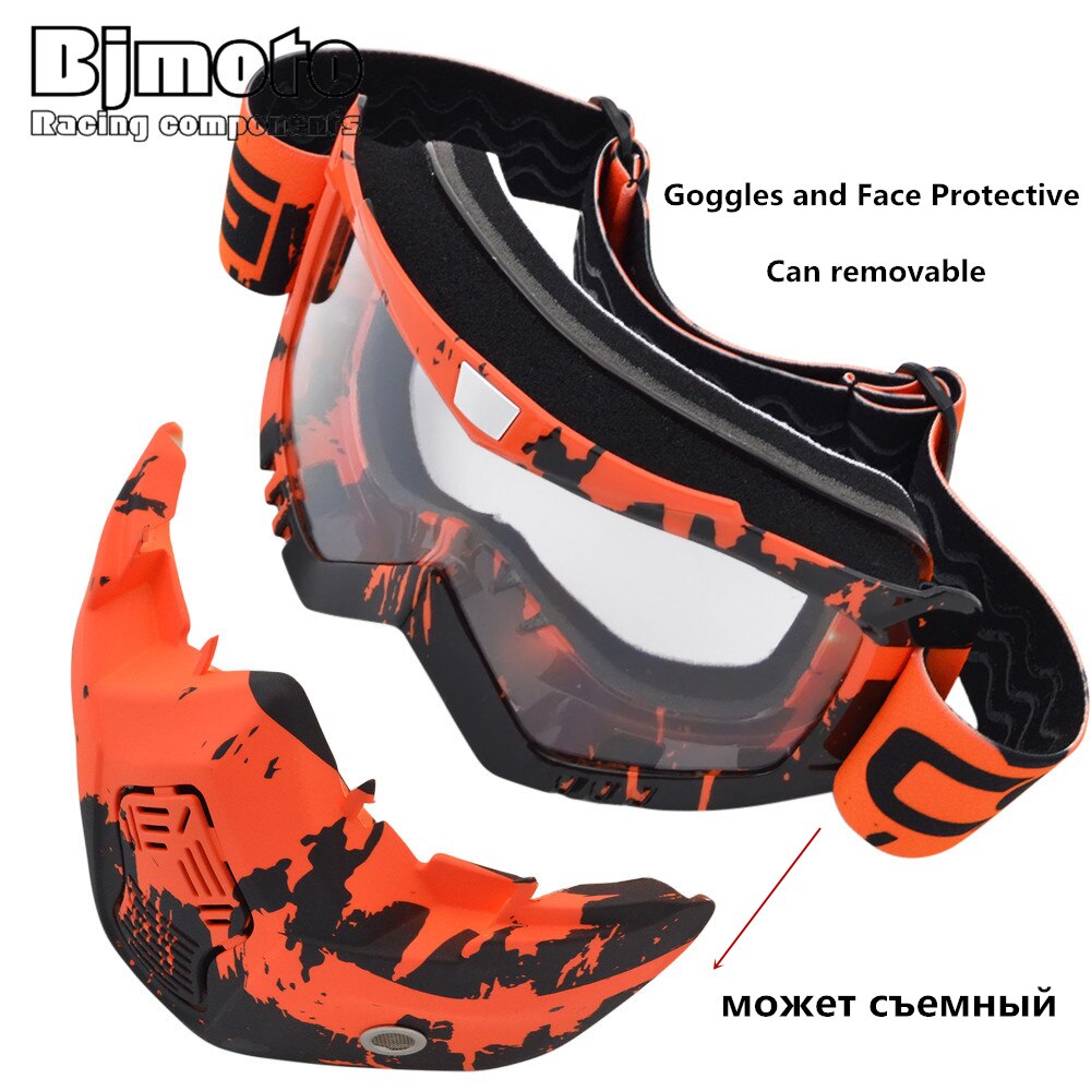 Máscara de casco facial Vintage, gafas desmontables para Motocross, Scooter, Jet, máscara, gafas de sol, esquí, Skate