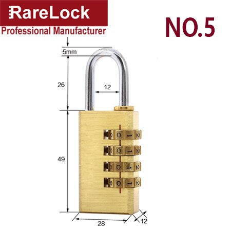 Mini Brass Combination Padlock Copper Padlock Password Lock for Warehouse Cabinet Bags Gym Locker Rarelock A: NO 5