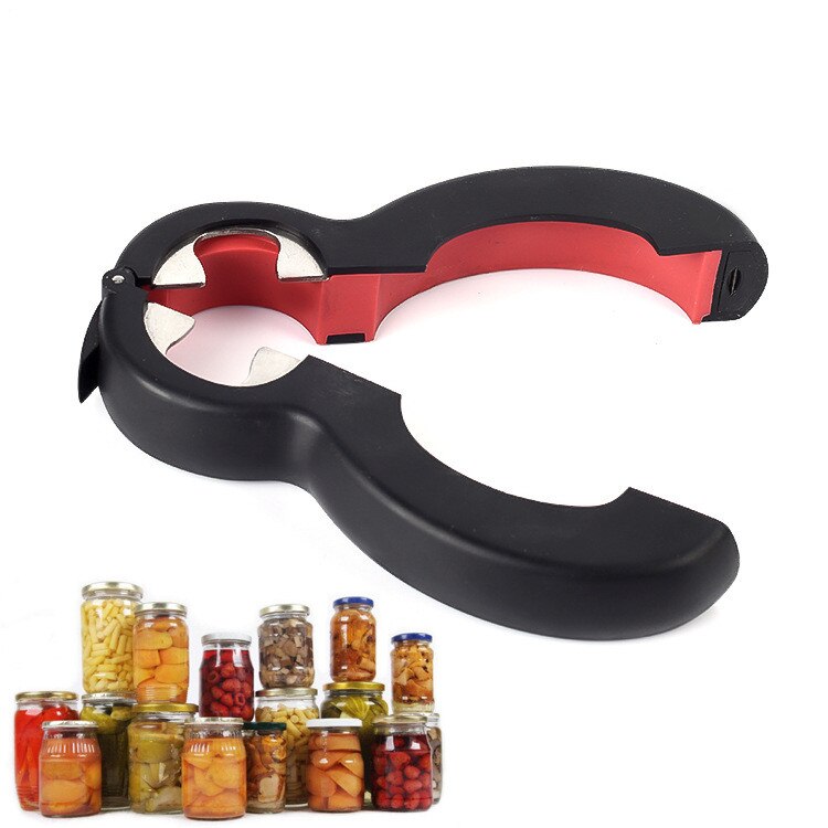 Ouvre-bocal en forme de 8, ouvre-bouteille facile à saisir, couvercle torsadé, ouverture rapide, cuisson, utilisation quotidienne pour les mains faibles et l&#39;arthrite: Black Red