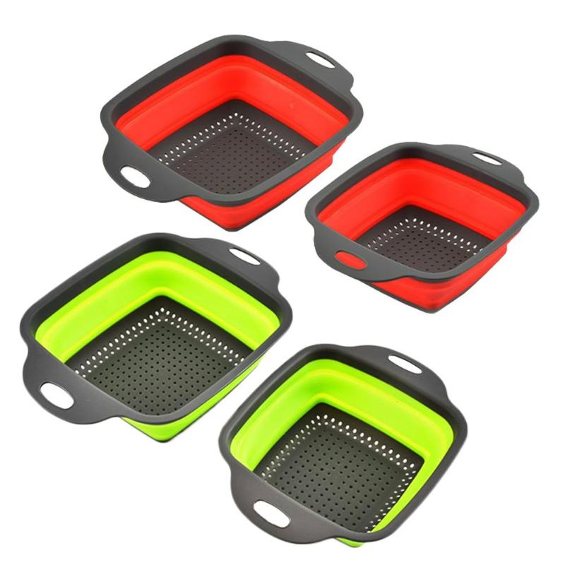 Folding Fruit Vegetable Washing Basket Strainer Portable Collapsible Kitchen Storage Colander Drainer Washing Basket Kitchen Too