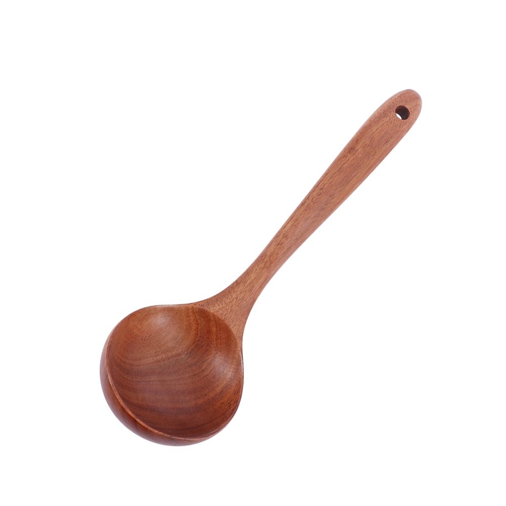 Natural Wooden Large Soup Scoops Long Handle Cooking Scoop Wood Ramen Rice Spoon Soup Ladle Catering Tableware Kitchen Utensil