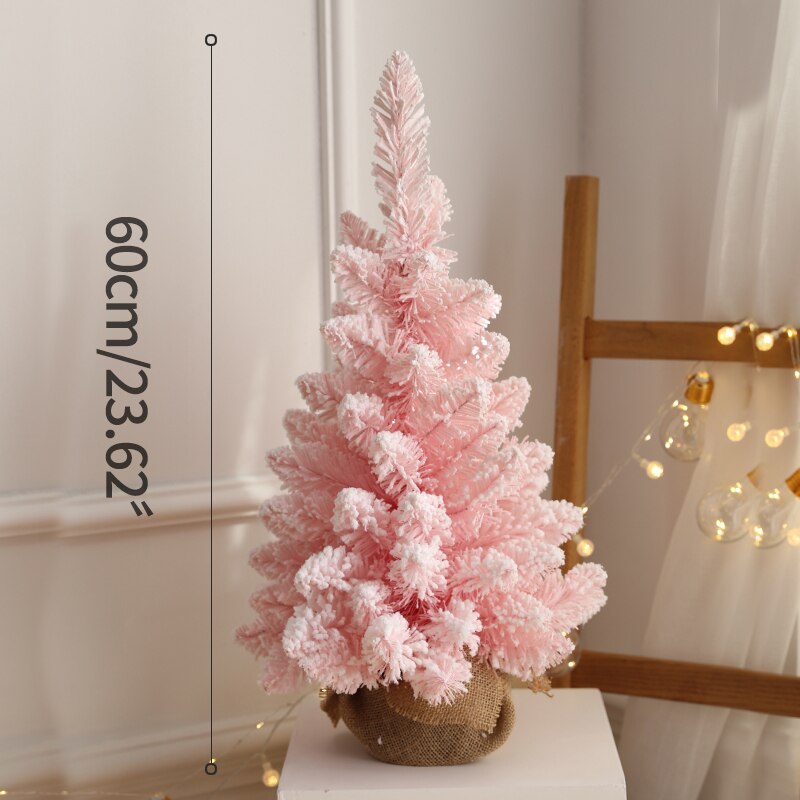 Mini sapin de noël nordique Ins 30/45/60cm, rose et bleu, décoration de bureau à faire soi-même, accessoires de mise en page de la scène, décoration de noël: A60cm
