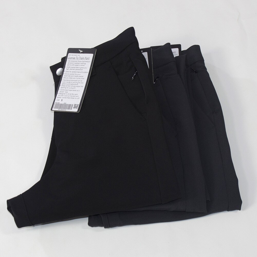 Lulu Commission Sweat Pants Men Black Workout Elastic Sweatpants Zipper Fitness Full Length Jogging Pants with Pocket Trousers