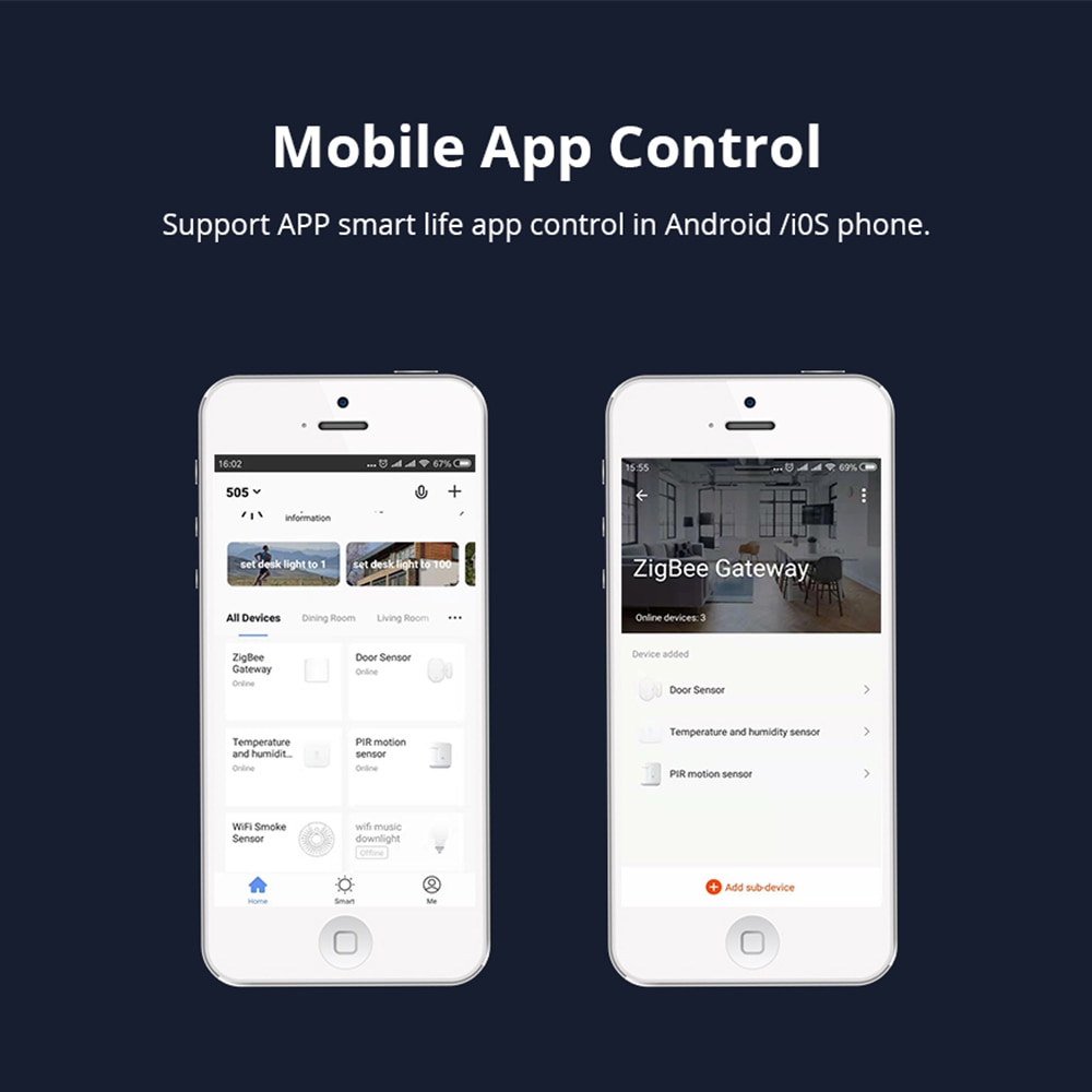 Tuya ZigBee Smart Gateway Hub Smart Home Bridge Smart Life APP Alexa Google Home Enable with Zigbee 3.0 Security Sensor Switch