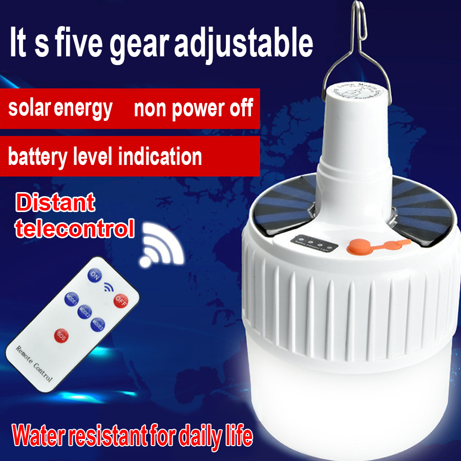 100W LED-campinglamp op zonne-energie Oplaadbare LED-bubbelwerklamp op zonne-energie met afstandsbediening Noodverlichting Tentwandelverlichting