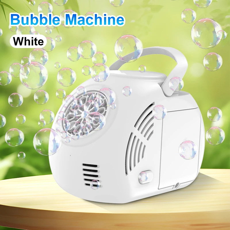 Handheld-Blasenmaschine für Höhle Außenbereich, elektrisch, mit Lichtblasen-Spielzeug, Blasenwerfer, Weihnachtsgeschenk ohne Batterie, Blasenwasser: WEISS