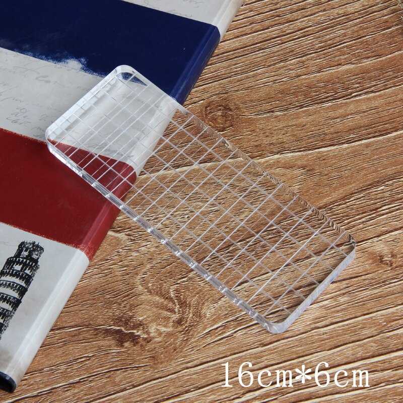 Kristallen stempel handvat zegel stempel accessoires groot transparant acryl bord werk met siliconen stempels en stempelkussen: 16 6 1cm