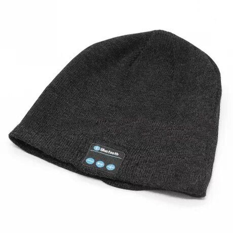 Hat bluetooth strikket hat capfor vinter smart bluetooth pandebånd strikket cap udendørs afslappet sport hat cap til mænd og kvinder: Sort