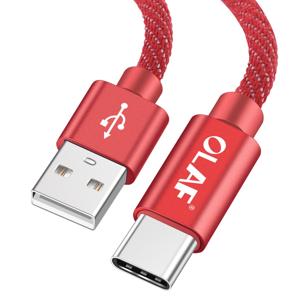 OLAF 1 m 2 m USB Tipo c Cavo Danim Veloce di ricarica Cavo Dati per Samsung Huawei Xiaomi Oneplus USB-C tipo-c Filo del cavo del telefono mobile: rosso genere C cavo / 1m