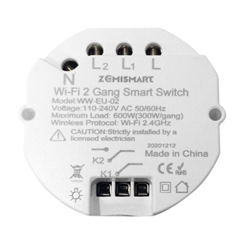 Zemismart zigbee 3.0 smart lysafbryder diy breaker modul smartthings tuya kontrol alexa google home alice 2 way: Wifi 2 bander