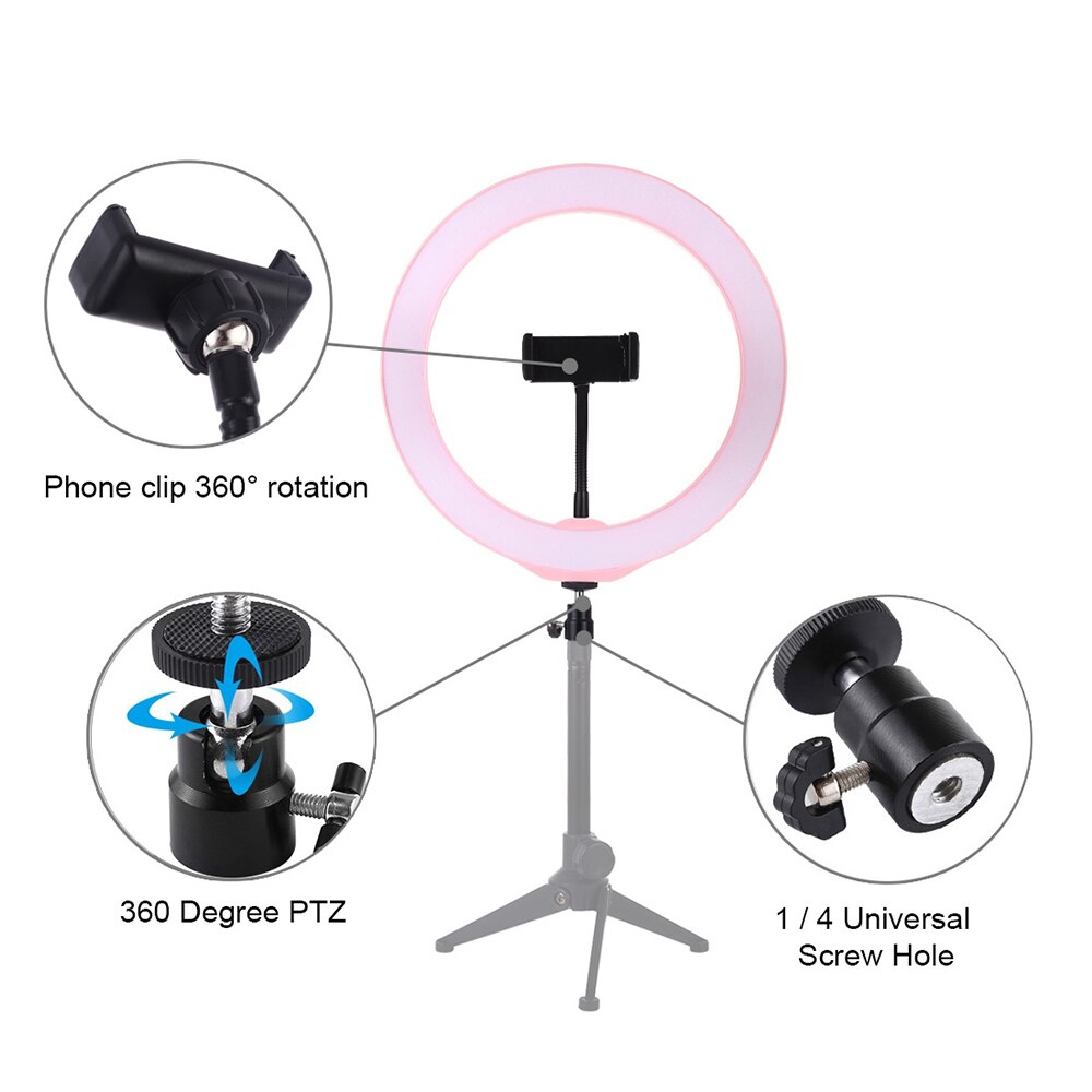 4 Option Portable Mini LED Ring Light photography lighting Desktop Ringlight Adjustable+Tripod Stand Selfie Stick Mount Holder