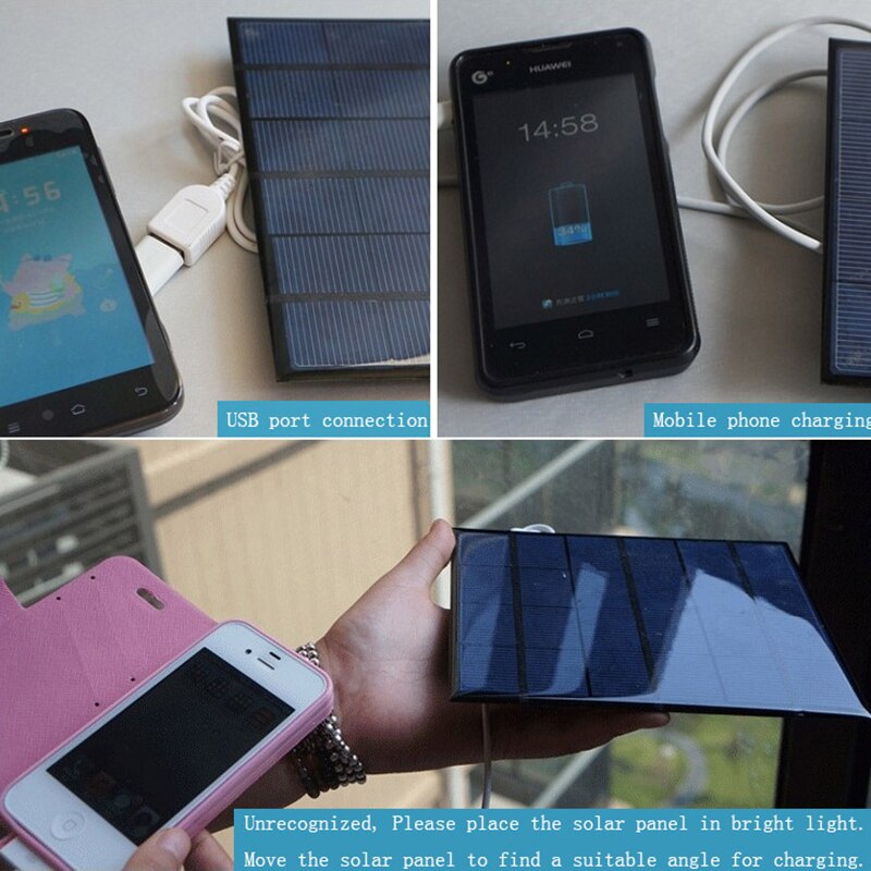 Portable 6v 3.5w 580-600mA Solar Panel Socket Battery USB Charger High Efficiency For iPhone 4 4s 5 6 Phone Mp3 Mp4 Pad Tablet