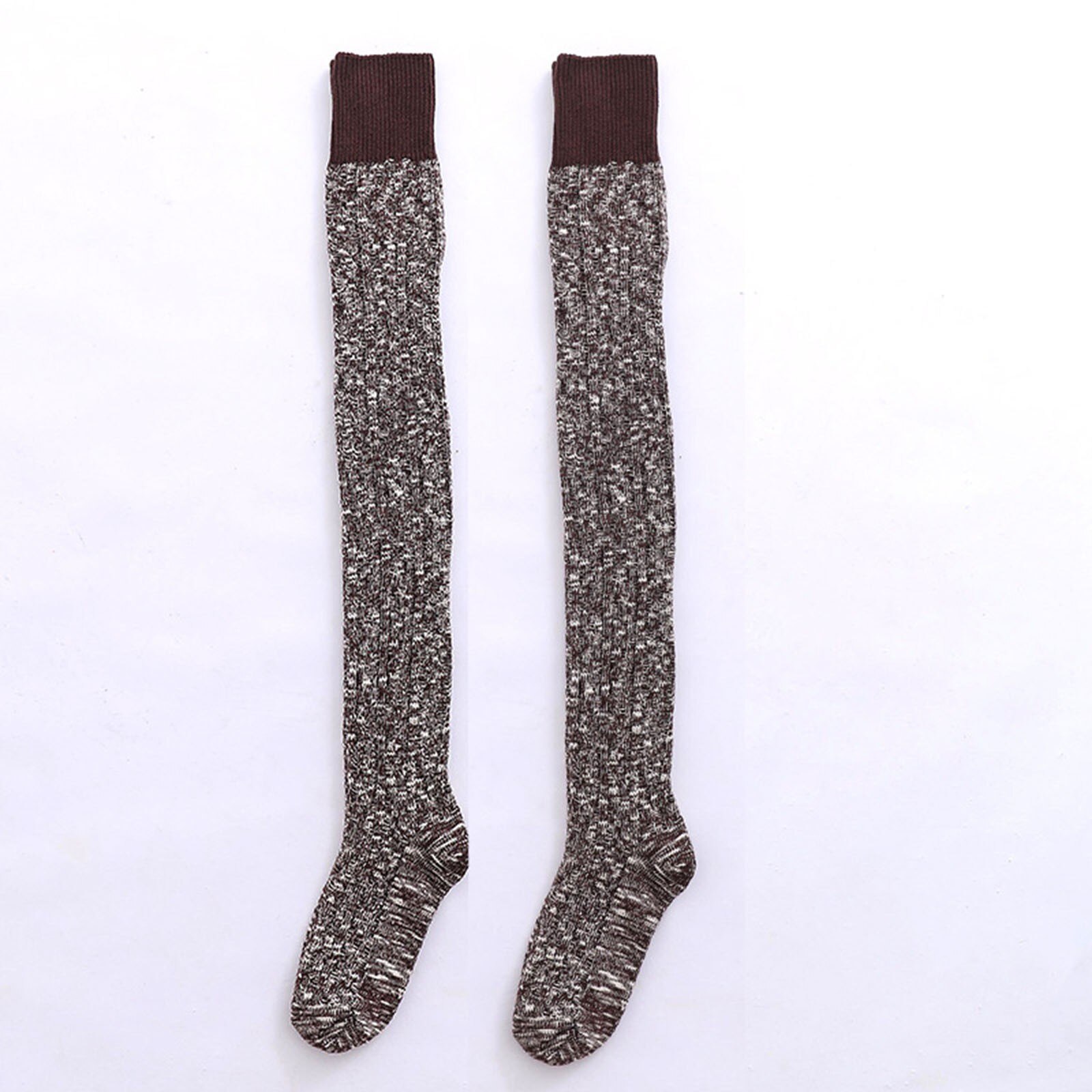 Chaussettes femme imprimé Chaussette chaude dames genouillères pour fille coton couleur unie chaussettes Calzini Donna Long Meias mignon: Coffee 