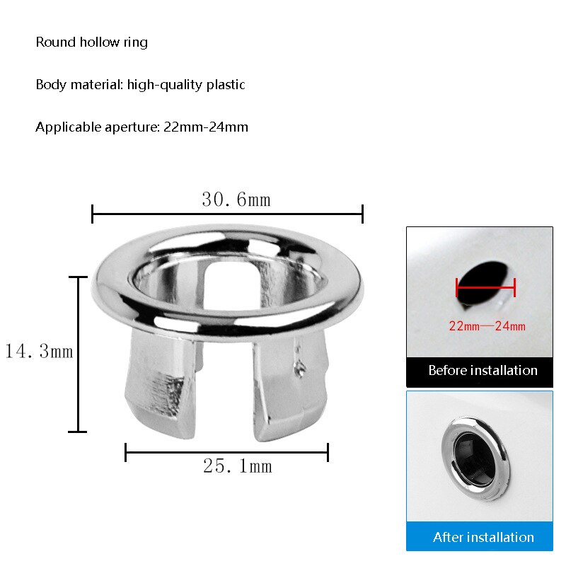 Badgootsteen Ronde Ring Overloop Reservedeksel Kunststof Verzilverd Nette Trim Badkamer Keramische Wastafel Keramische Potten Overloop