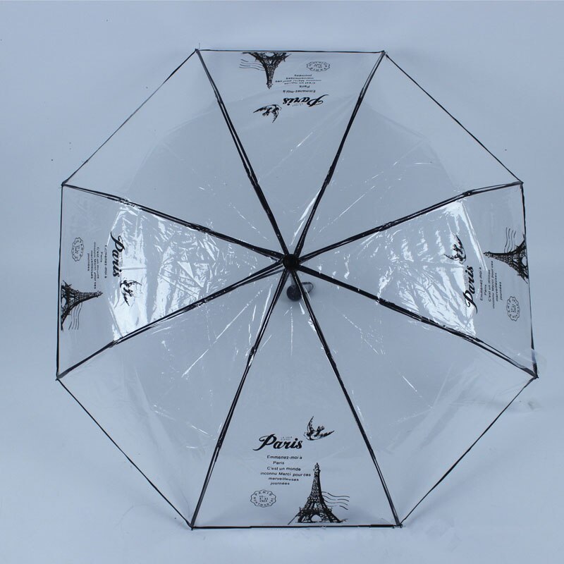 EVA transparent impression parapluie paris tour eiffel 8K perspective trois pliant parapluie non automatique fille pluie outils YS027