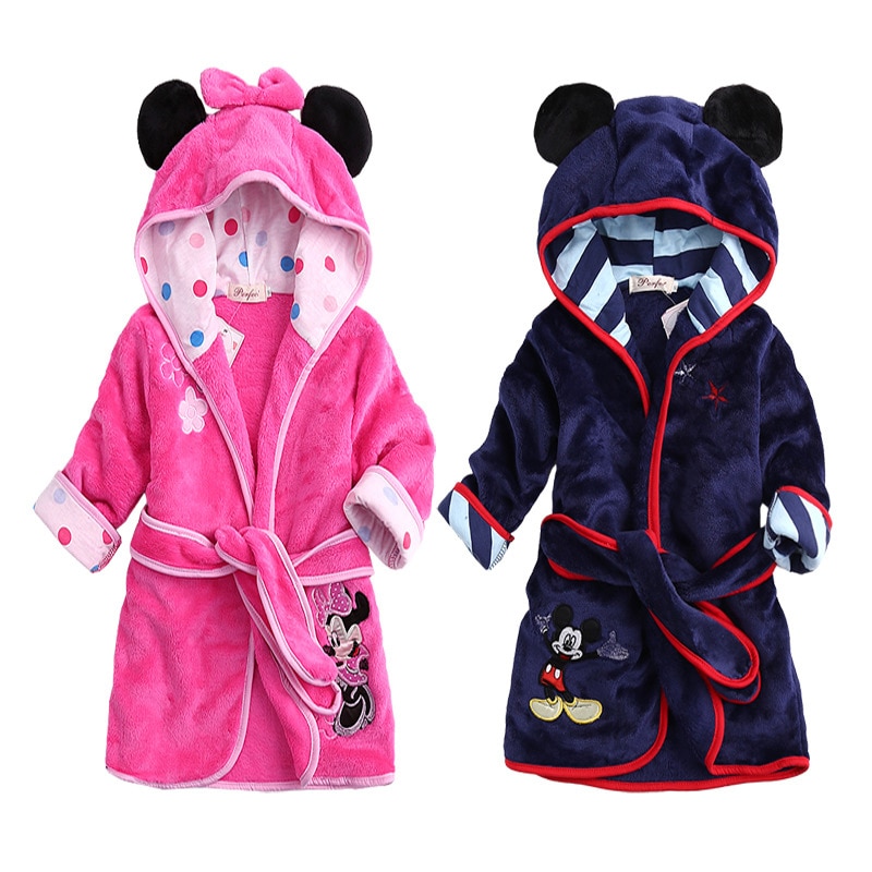 Kinderen Gewaden Kids Hooded Pyjama Kleding Kind Jongens Fleece Warm Badjassen Meisjes Nachthemden Kleding Set Cartoon Nachtkleding