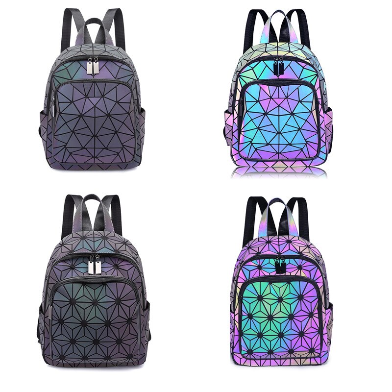 PVC Luminous Travel Backpacks Reflective Travel Bags female backpack boy girl student School bag For Teenager Backpack