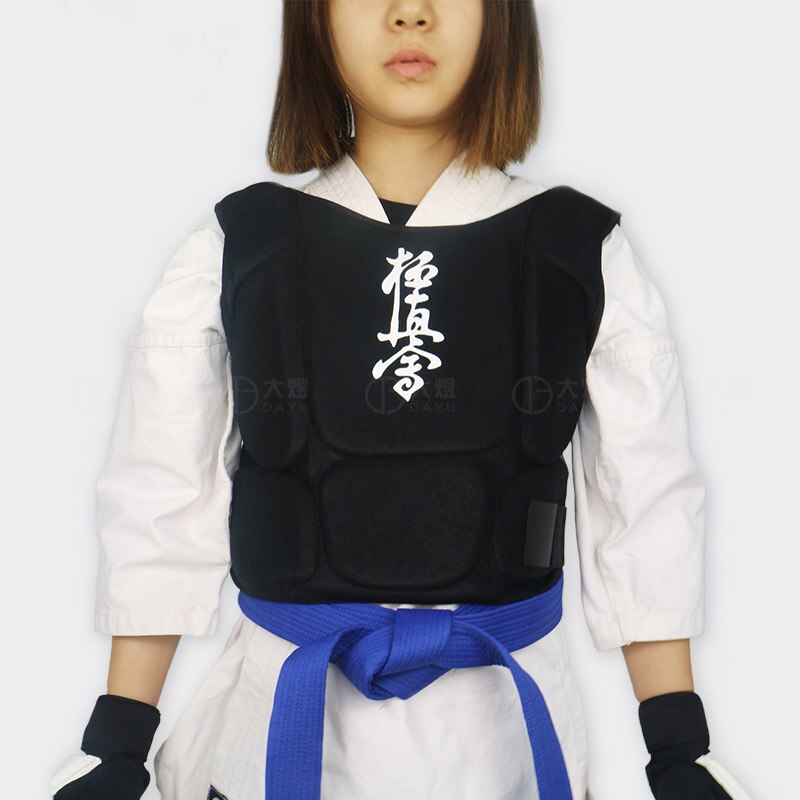 Kvinder karate brystbeskytter sort kampsport brystbeskytter kyokushin karate kropsskjold børn og voksne: Sort / L