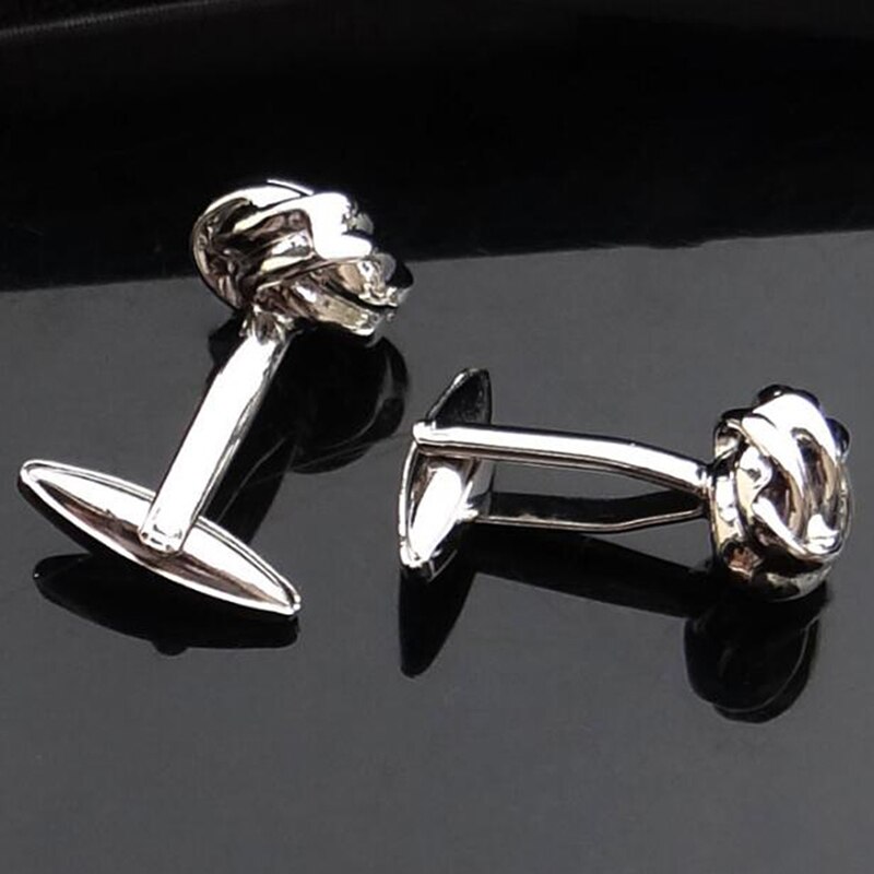Gemelos de nudo de para gemelos de camisa de hombre, chapado en plata, para negocios y bodas, ropa de novio francés, gemelos de