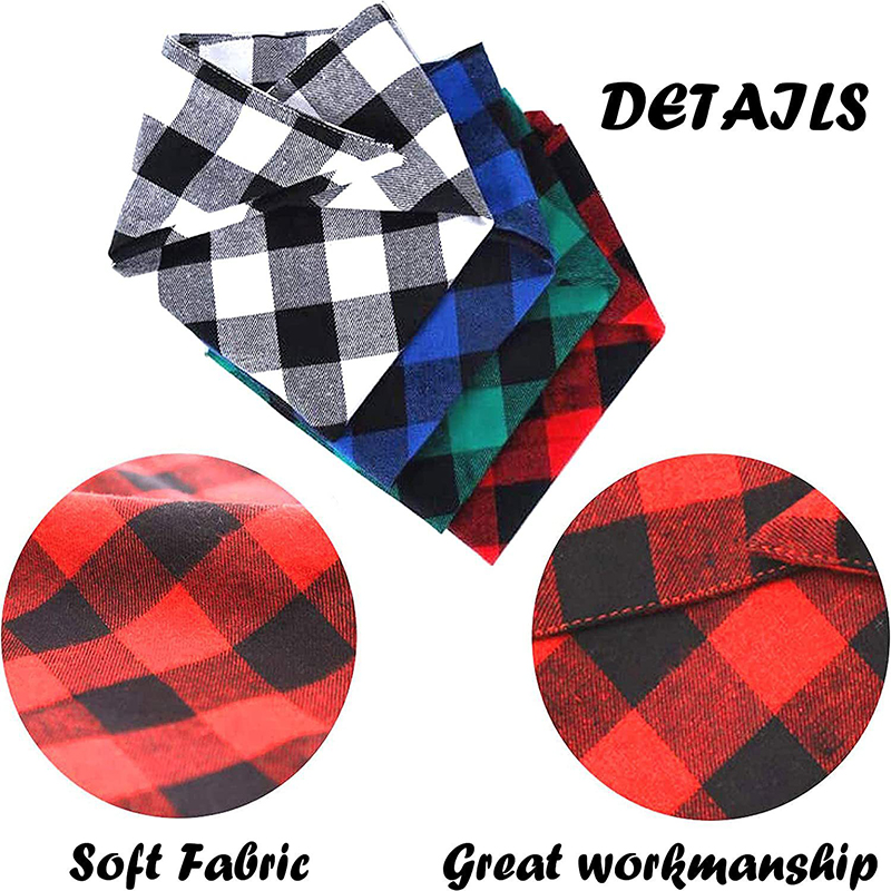 Pañuelos para perros, bufanda grande para mascotas, Bandana para perros, algodón a cuadros, lavable, pajarita, Collar, bufanda Triangular para cachorros y gatos, babero, accesorios para perros