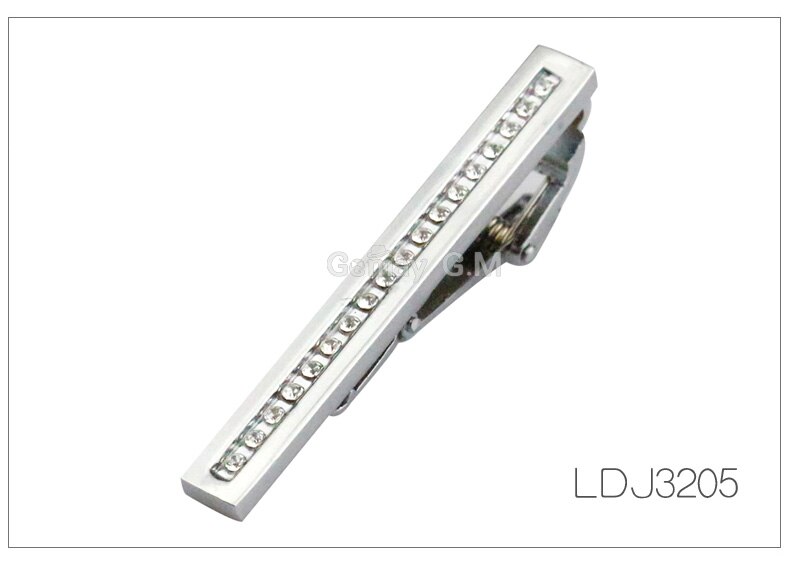 Silvery Tie Clip For Men Classic Meter Tie Clips Alloy Tie Bar Enamel Tie Collar Pin Crystal Business Corbata: LDJ3205