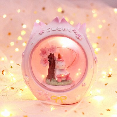 Unicorn baby sleep night light cute star Lamp girl heart bedroom romantic table lamp home decor luminous toys: Orange