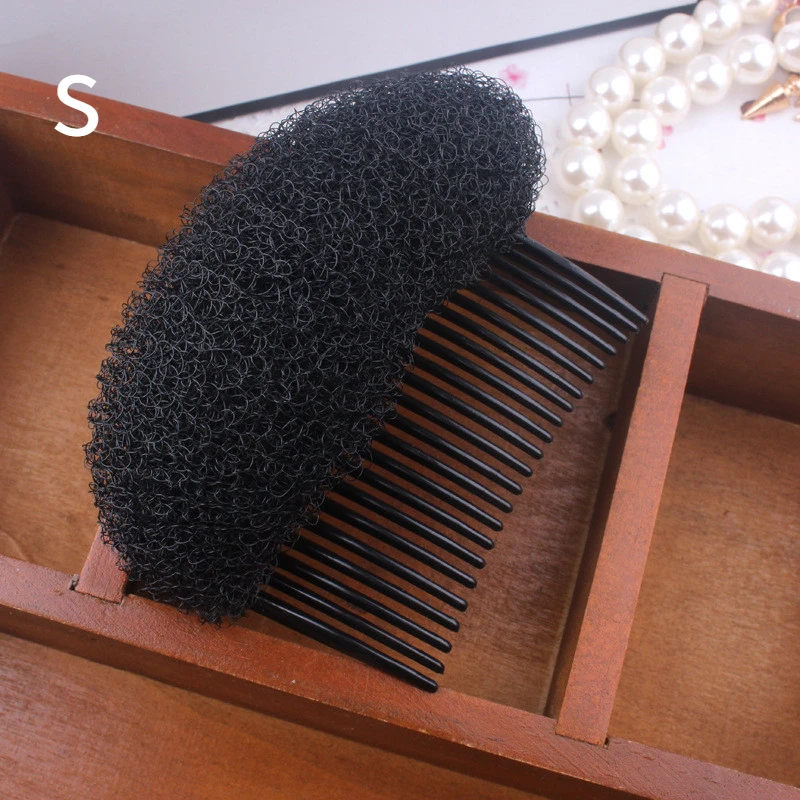 Almohadillas para el cabello esponjosas, flequillo publicado, cabeza de princesa, moño, Clip para el cabello esponjoso, pinzas para peinar el cabello, horquilla, tocados: Negro