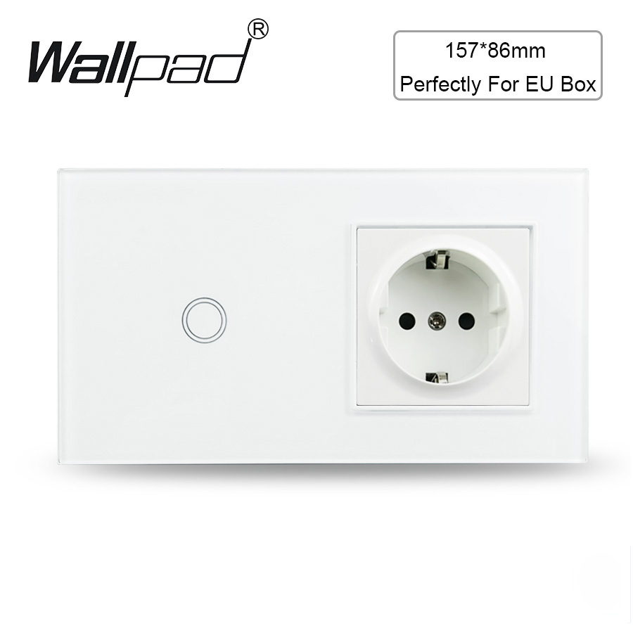 Wallpad EU Standard Single Power Socket Touch Switch Usb Wall Sockets Double Triple Wall Quadruple Glass Sockets: Ivory