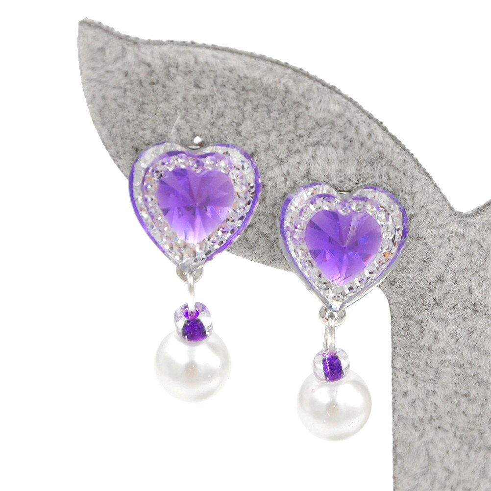 1Pair Ear Clip Style Earring Soft Cushion Invisible Ear Hanging Ear Clip No Piercing Earring For Children Kids: Purple