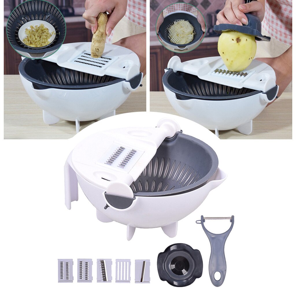 Multi-function Rotate The Vegetable Cutter Slicer Kitchen Tool Kitchen Hand Julienne Grater Fruit Storage Container