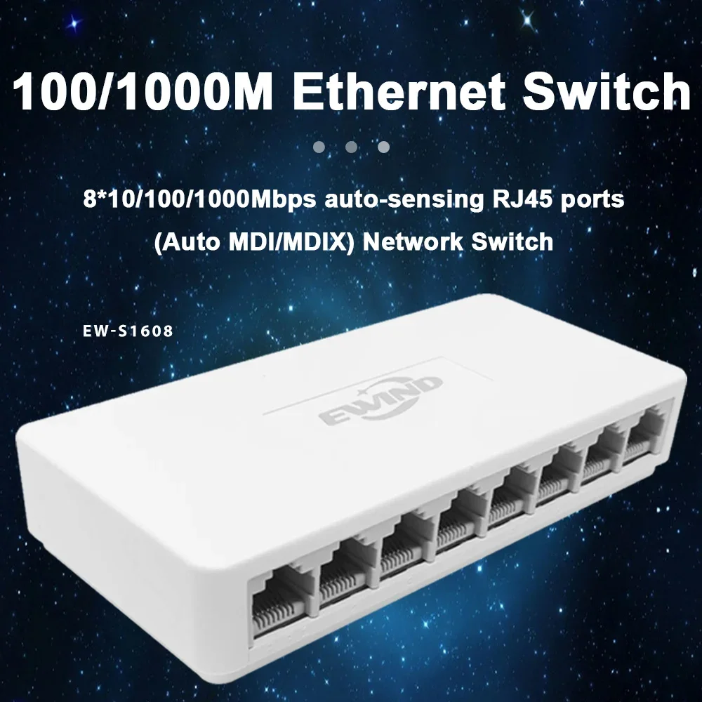 RJ45 Port Ethernet Switch 10/100/1000Mbps Ethernet Switch 5/8 Ports Desktop Gigabit Network Switch Adapter Fast Auto MDI/MDIX